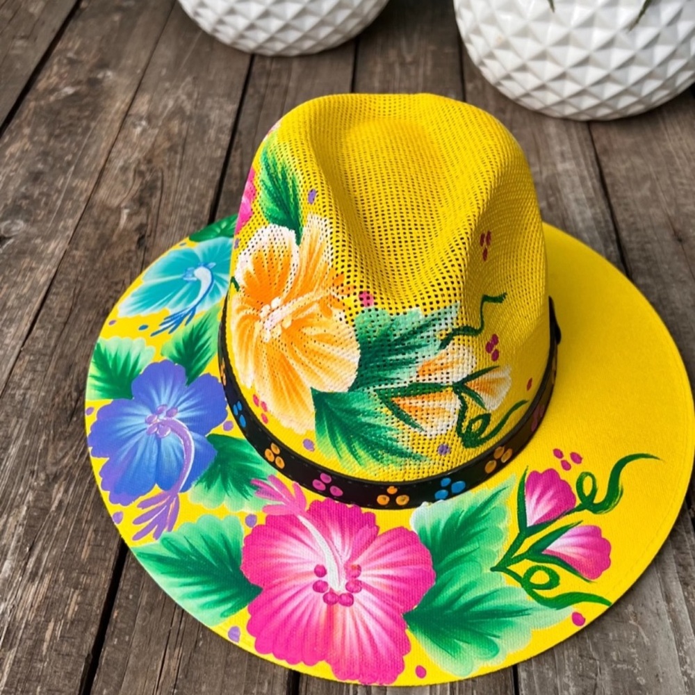 H13 Hat Fedora /Explorer Vibrant Yellow Floral
